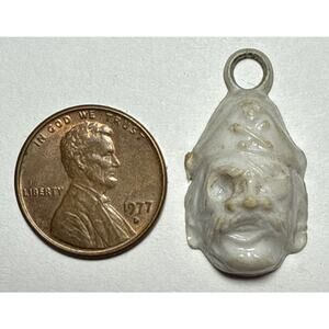Vintage Cracker Jack Pirate Head White Charm 1G